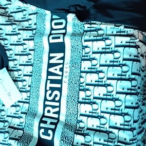 New With Tags Dior Black and White Monogram Silk Logo Scarf